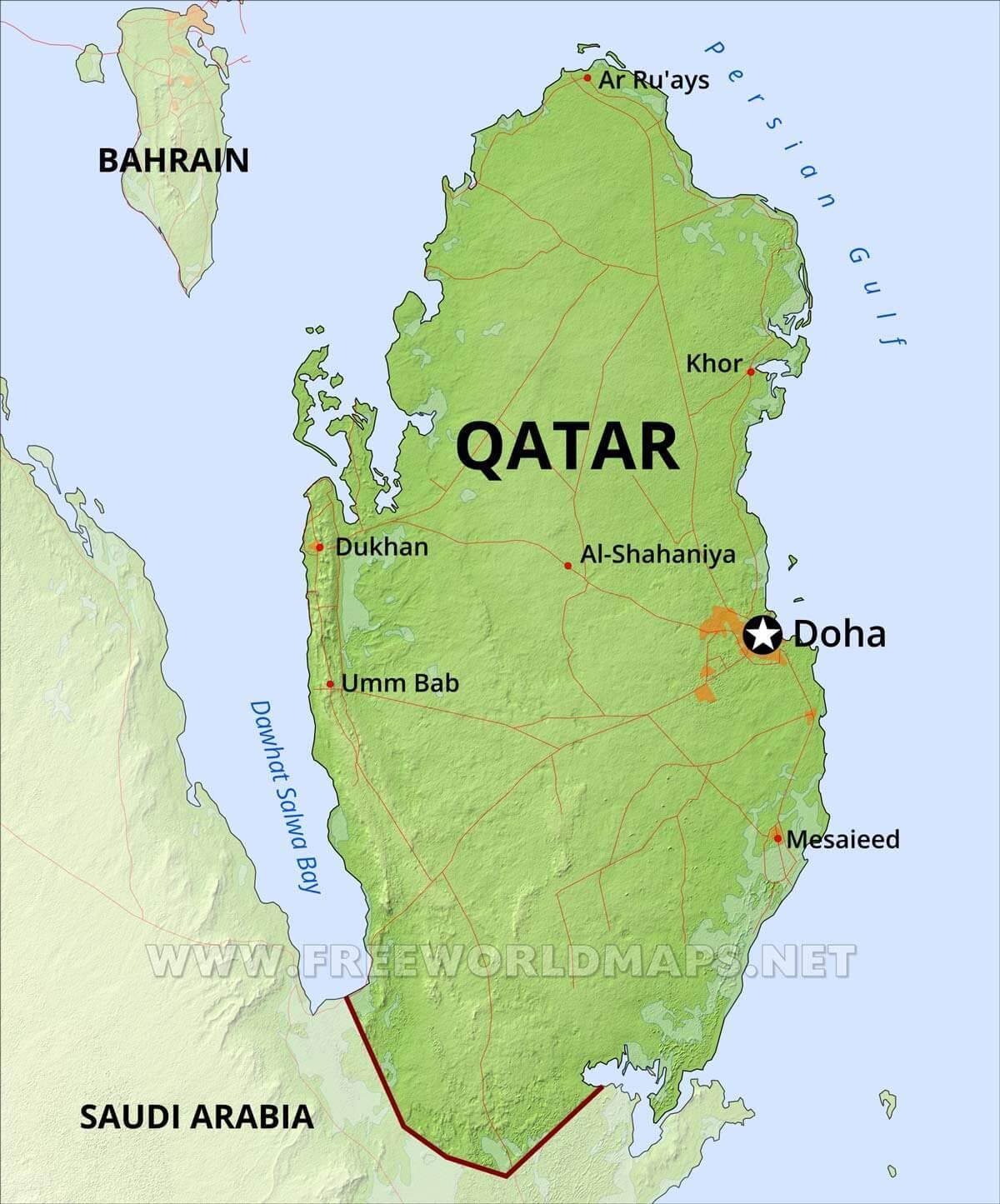 Mappa delle montagne in Qatar