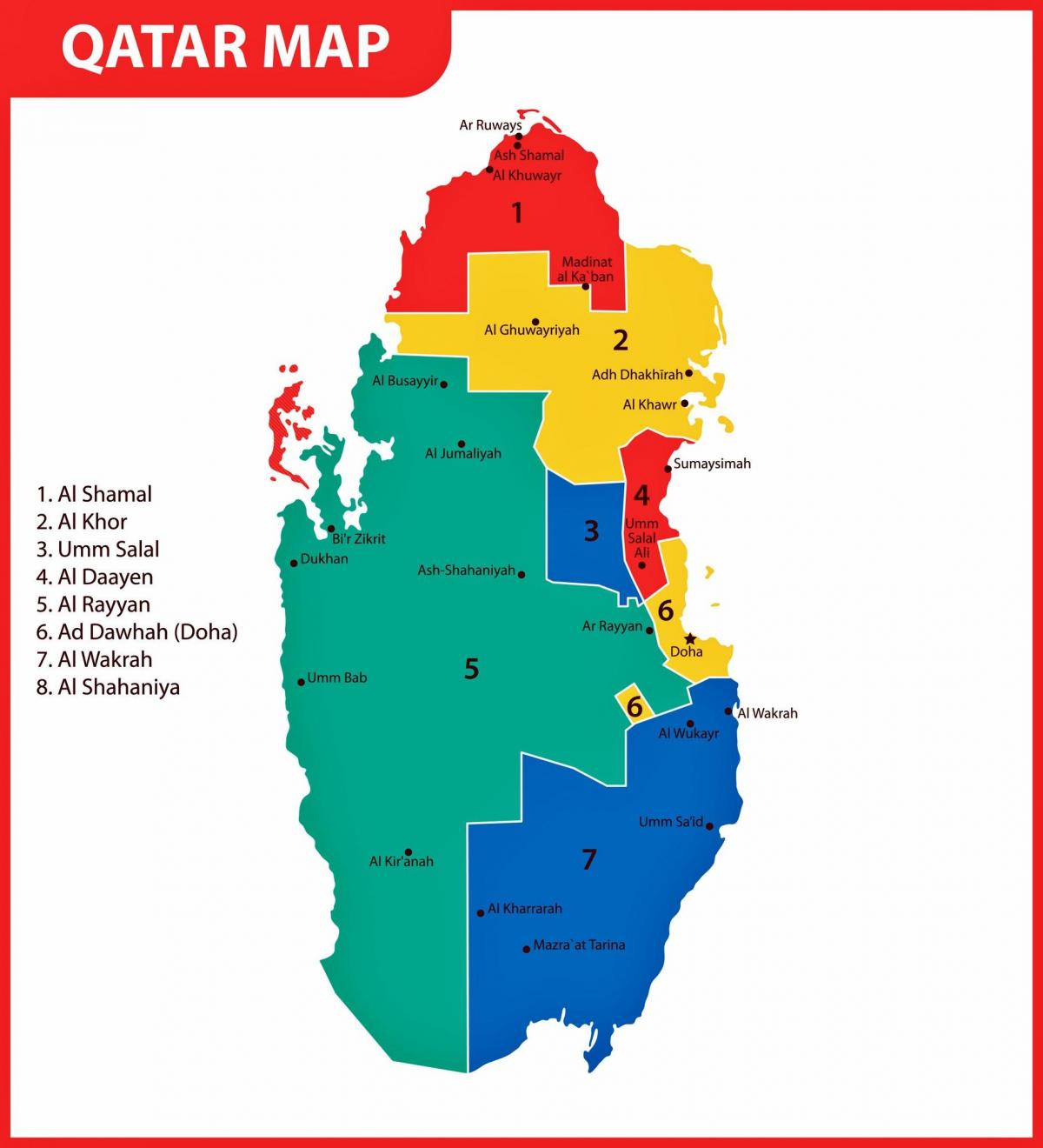 Mappa delle aree del Qatar